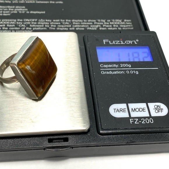 Tiger’s Eye 925 Artisan Native Ring Sterling Silver Size 7.25 Square 11.82g - Picture 11 of 12